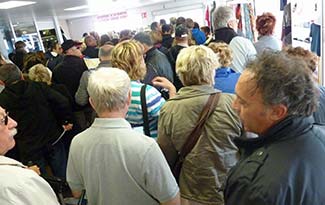 Passengers in Marseille cruise terminal