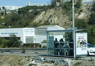 Public bus stop at port of Marseille