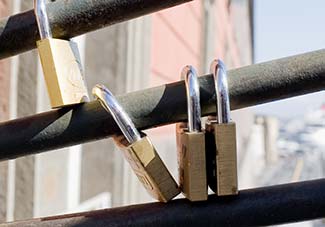 Bridge with padlocks in Naples