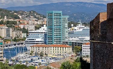 Savona cruise terminal from Priamar Fortress