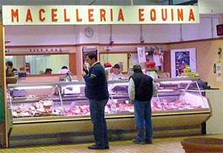 Horse butcher's stall in Savona, Italy