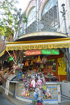 Candy shop outside Mercat Central in Valencia, Spain