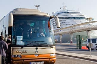 Costa Magica shuttle bus in Valencia, Spain