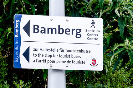 Port to city sign in Bamberg, Germany