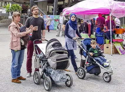 Shoppers at Koblenz flea market