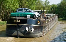 barge stern with car