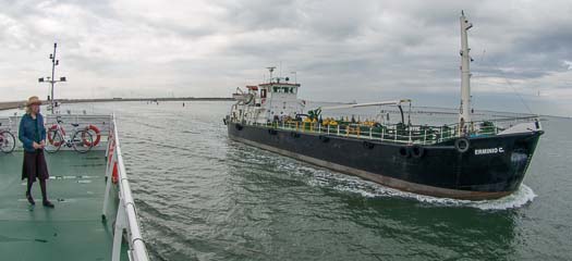 Tanker passing LA BELLA VITA near Pellestrina