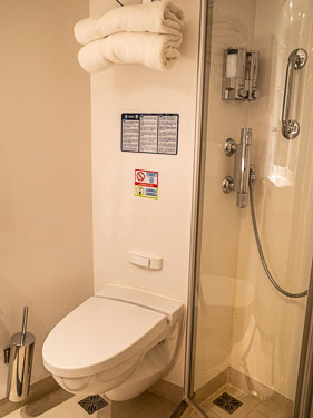 Toilet and shower in Cabin 9033, MSC PREZIOSA