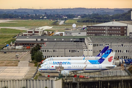 Finished airplanes at Airbus Hamburg/Finkenwerder plant