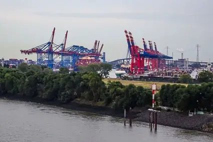 Container-handling cranes in Hamburg, Germany