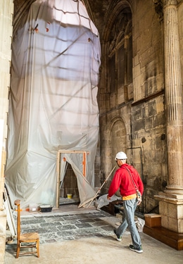 Construction in Notre-Dame Cathedral. Le Havre