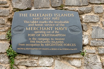 Falklands War plaque in Southampton, England
