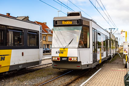 Flanders Coastal Tram to Knokke in Kerk station