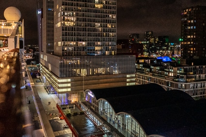 Rotterdam Cruise Terminal at night from MSC PREZIOSA