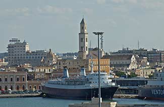 Bari waterfront with ferries