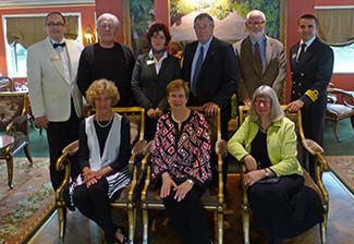 Captain's Table guests and captain on RIVER BARONESS