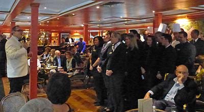 Presentation of crew at Captain's Reception on RIVER BARONESS