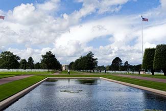 Reflecting pool at American Cemetery in Normandy