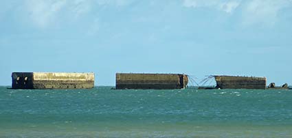 Mulberry harbor sections at Arromanches
