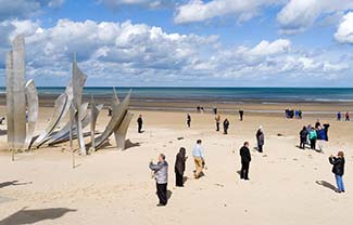 Tourists on Omaha Beach