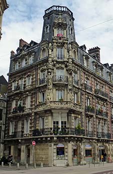 Carved building facade in Rouen