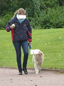 Dog and owner in Rouen's St-Ouen park