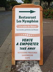 Sign for Restaurant Les Nympheas, Giverny