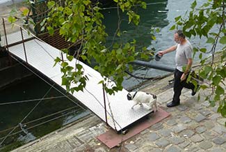 Barge gangway on Seine in Paris