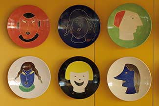 Jan Snoek 'Colourful Faces' ceramic plates