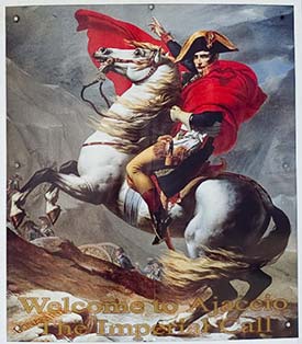 Painting of Napoleon on horse in Ajaccio