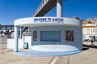 Tourist office booth in port of Ajaccio