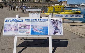 Groto di Nettuno sightseeing-boat sign