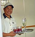 Bar waiter with tray