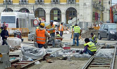 Construction by the Praça do Comercio in Lisbon