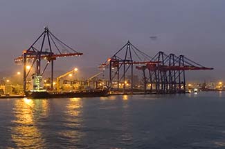 Harbor cranes in Port of Malaga