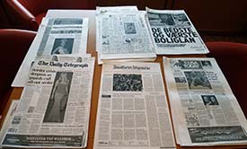 Newspapers in library on Silver Spirit