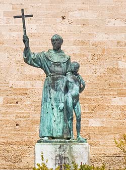 Junipero Serra statue in Palma de Mallorca