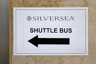 Silversea shuttle bus sign in Palma de Mallorca