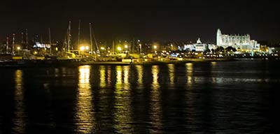 Palma Harbor at night