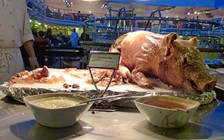Suckling pig at Silversea Pool Barbecue