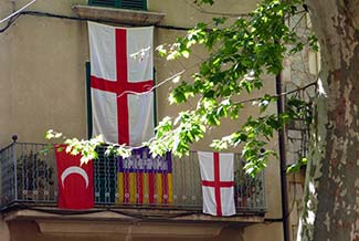 House with flags