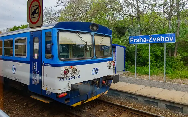 Diesel railcar on Praha hl.n.-Praha Zličin train route, Prague. 