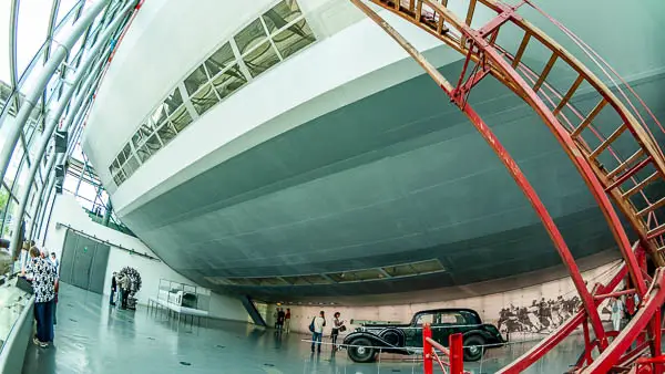 Zeppelin Museum in Friedrichshafen, Germany with a walk-through mockup of the HINDENBURG.