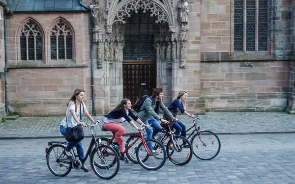 Bicylists in Nuremberg, Germany.