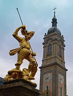 St George statue and the Georgenkirche