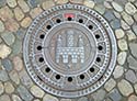 Manhole cover with Freiburg coat of arms