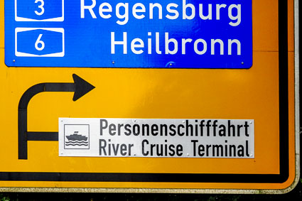 Sign on bridge near Nuremberg Cruise Port