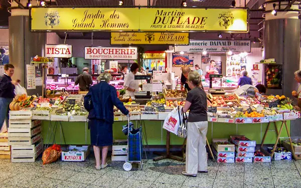 Market stall in Bordeaux, France.