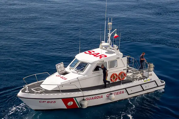 Italian Coast Guard boat near Bari, Italy.