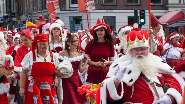 Santa Claus parade in Copenhagen, Denmark.